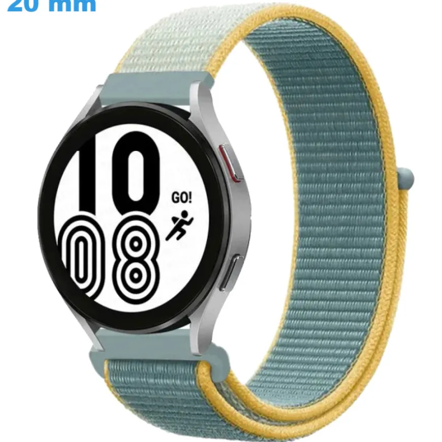 Bracelet 20 mm Nylon fermoir Velcro pour montre Bleu