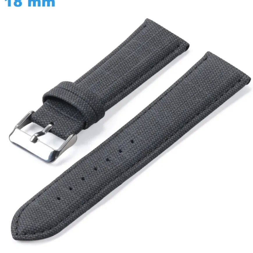 Bracelet 18 mm Nylon Gris de montre boucle Ardillon