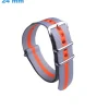 Bracelet 24 mm Nylon montre Gris et Orange fermoir Ardillon