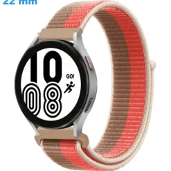 Bracelet 22 mm Nylon montre Rose et Beige Velcro