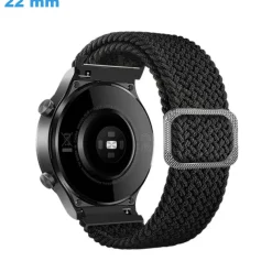 Bracelet 22 mm Nylon Noir de montre boucle Sangle