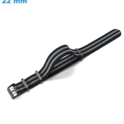 Bracelet 22 mm Nylon Noir et Gris montre Ardillon