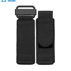 Bracelet 22 mm Nylon Noir pour montre boucle Velcro