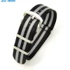Bracelet 20 mm Nylon pour montre Noir et Gris Ardillon