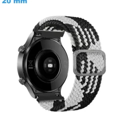 Bracelet 20 mm Nylon pour montre Noir et Blanc boucle Sangle