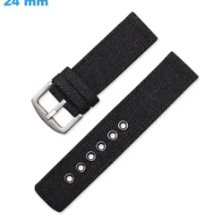 Bracelet 24 mm Nylon pour montre Noir Ardillon