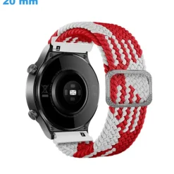 Bracelet 20 mm Nylon Rouge et Blanc pour montre