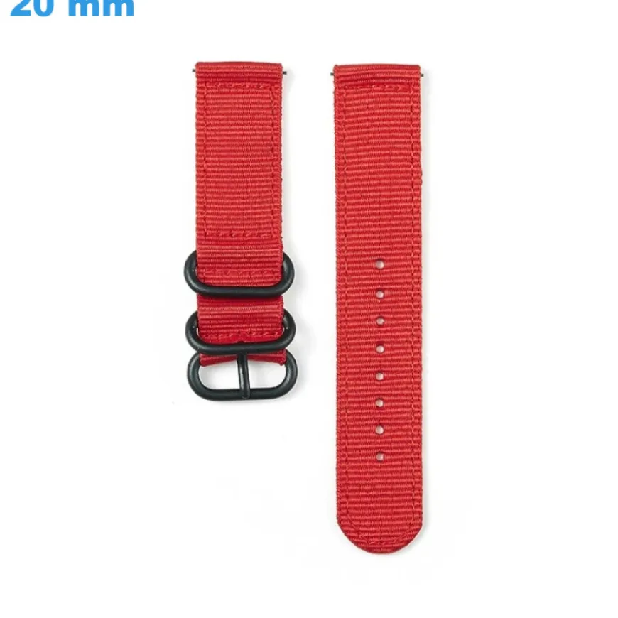 Bracelet 20 mm Nylon Rouge montre boucle Ardillon