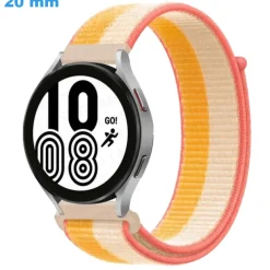 Bracelet 20 mm Nylon Velcro montre Orange et Jaune