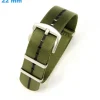 Bracelet 22 mm Nylon Vert de montre Ardillon