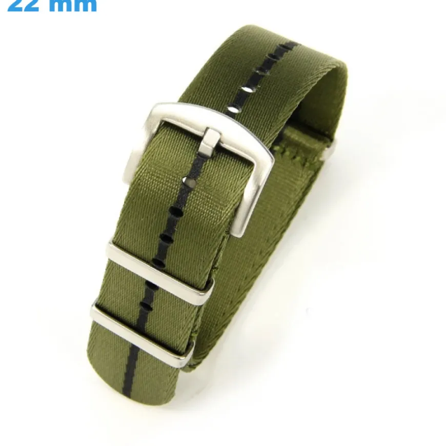 Bracelet 22 mm Nylon Vert de montre Ardillon