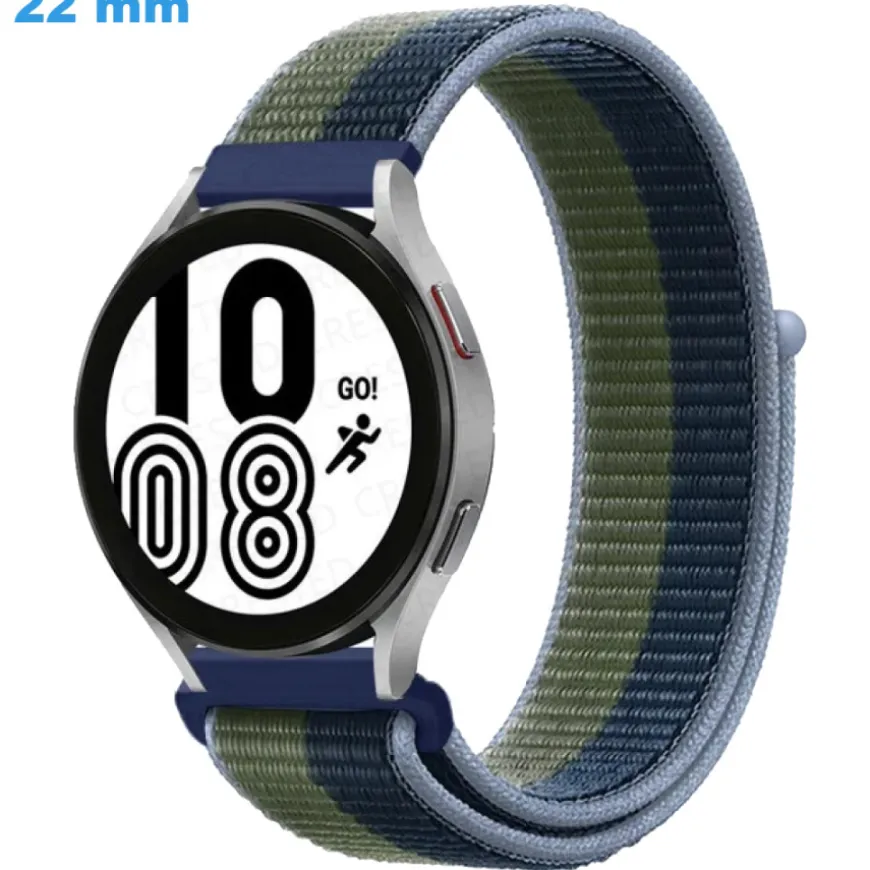 Bracelet 22 mm Nylon Vert et Bleu montre
