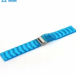 Bracelet 22 mm Plastique Transparent et Bleu de montre