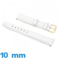 Bracelet 10 mm pour montre Blanc Vrai cuir