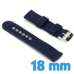 Bracelet 18mm pour montre Bleu foncé Nylon