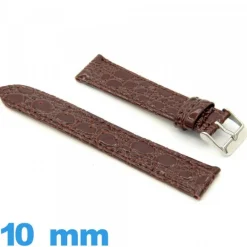 Bracelet 10 mm pour montre brun cuir  Crocodile