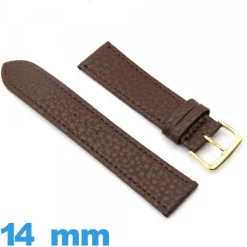 Bracelet 14 mm pour montre brun foncé Faux cuir