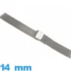 Bracelet 14mm pour montre Maille Milanaise argenté métal