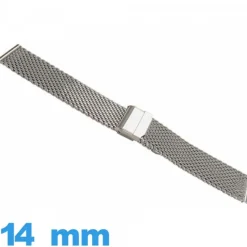Bracelet 14mm pour montre Maille Milanaise argenté métal