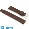 Bracelet 12 mm pour montre Marron Cuir  Texturé Alligator
