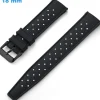 Bracelet 18 mm Silicone de montre Noir fermoir Ardillon