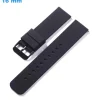 Bracelet 16 mm Silicone Noir de montre fermoir Ardillon