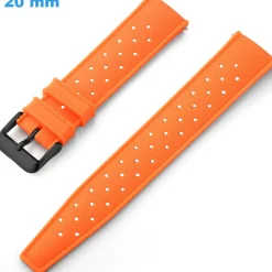 Bracelet 20 mm Silicone Orange de montre Ardillon