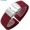 Bracelet 18 mm Silicone pour montre Rouge Déployant