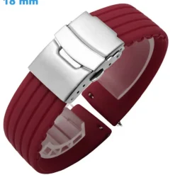 Bracelet 18 mm Silicone pour montre Rouge Déployant