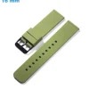 Bracelet 16 mm Silicone Vert pour montre fermoir Ardillon