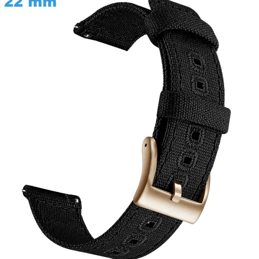 Bracelet 22 mm Tissu Ardillon pour montre Noir