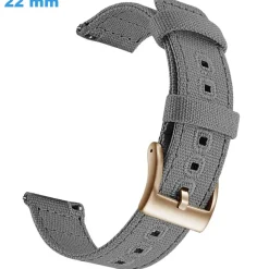 Bracelet 22 mm Tissu pour montre Gris fermoir Ardillon