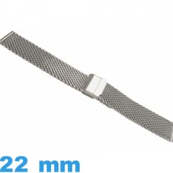 Bracelet montre argenté Maille Milanaise Acier Inoxydable 22 mm