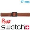 Bracelet Montre compatible Swatch Cuir Marron 17 mm