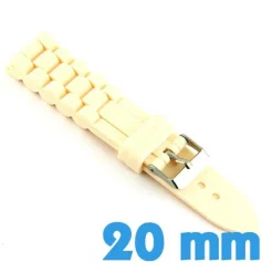 Bracelet montre en silicone écru 2 cm