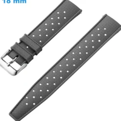 Bracelet montre Gris 18 mm Caoutchouc boucle Ardillon