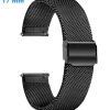 Bracelet montre 17 mm Acier Inoxydable fermoir Coulissant Noir