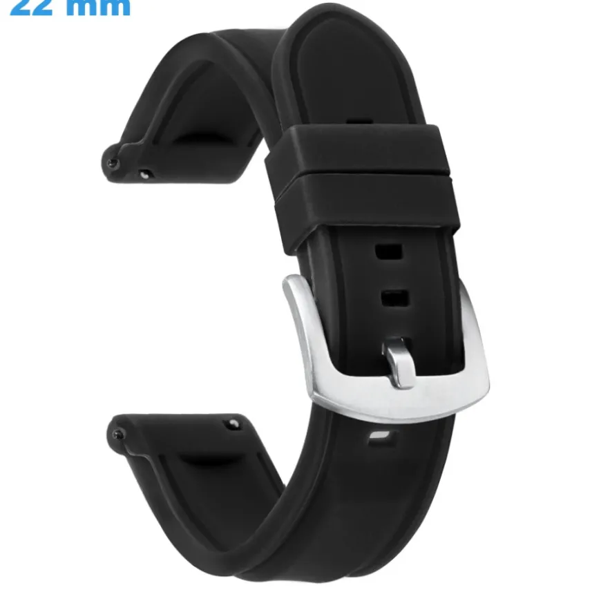 Bracelet montre 22 mm Caoutchouc fermoir Ardillon Noir