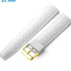 Bracelet montre 22 mm Caoutchouc Blanc fermoir Ardillon