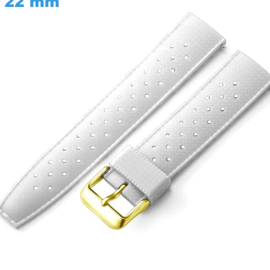 Bracelet montre 22 mm Caoutchouc Blanc fermoir Ardillon