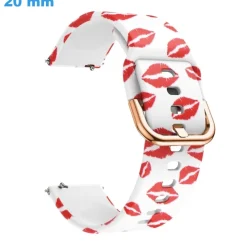 Bracelet montre 20 mm Silicone Blanc et Rouge boucle Ardillon
