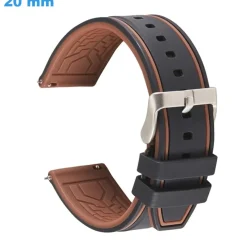 Bracelet montre 20 mm Silicone Noir et Brun