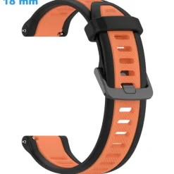 Bracelet montre 18 mm Silicone Orange et Noir fermoir Ardillon