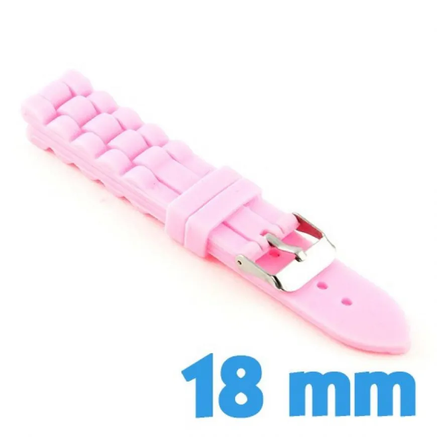 Bracelet montre pas cher 18 mm silicone rose