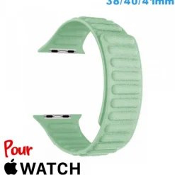 Bracelet montre pour Apple Watch 38mm Vert Cuir Micro Fibre