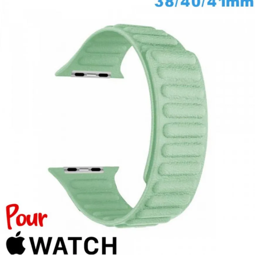 Bracelet montre pour Apple Watch 38mm Vert Cuir Micro Fibre