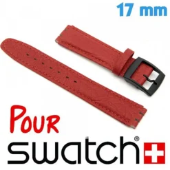 Bracelet montre rouge adaptable pour Swatch 17 mm