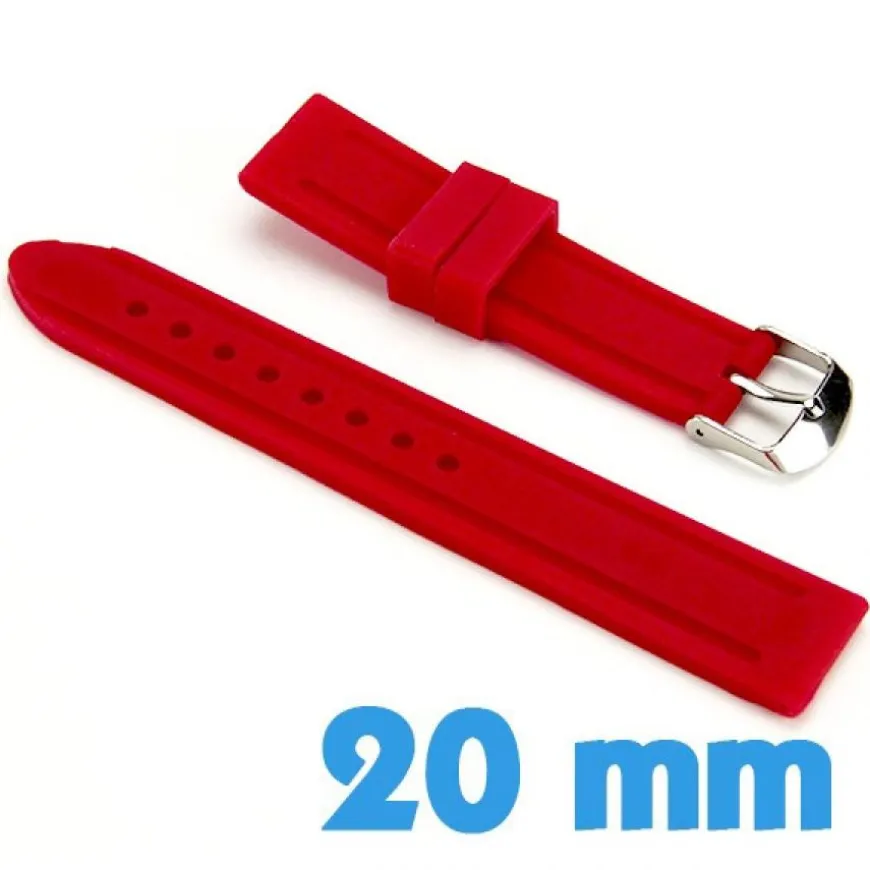 Bracelet montre Rouge Silicone 20 mm pas cher