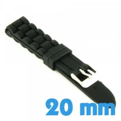 Bracelet Montre Silicone Noir 20 mm