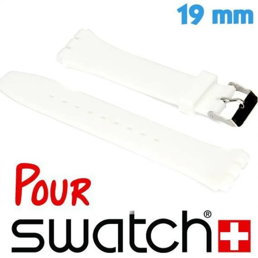 Bracelet montre Swatch Blanc Silicone lisse 19 mm